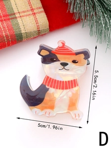 Dettaglio molletta per capelli a forma di cane con cappello di Natale, 5,5cm per 5cm