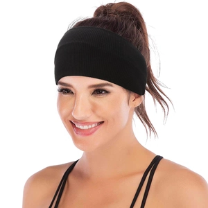 Elastic black knitted cross sports headband for women, sweat-wicking yoga hair accessory
