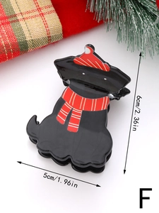 Dettaglio dimensioni della molletta per capelli a forma di cane natalizio nero da 6cm