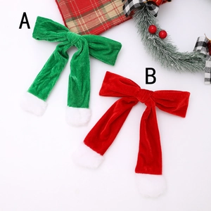 Barrettes à cheveux de Noël en velours avec pompons blancs en rouge et vert