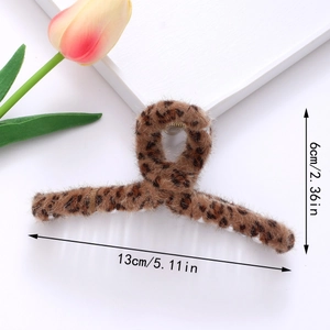 Grande pince à cheveux léopard en fausse fourrure de 13 cm pour un style élégant
