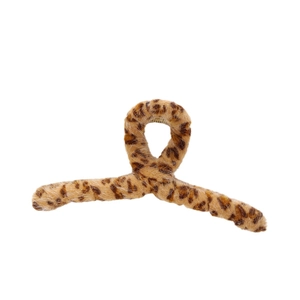 Grande pince à cheveux en peluche léopard avec texture en fausse fourrure pour femmes