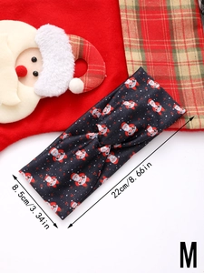 Detail view of Santa print headband with size specifications 22cm by 8.5cm