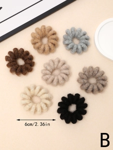 Lot d'élastiques à cheveux en peluche spirale de 6 cm aux couleurs automnales sur plateau