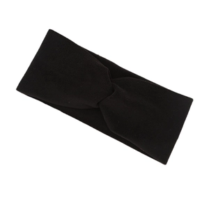 Soft black twisted fleece headband for women with elastic criss-cross winter design