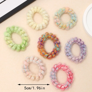 Lot de 7 élastiques spirales en peluche colorée pour femmes avec diamètre de 5cm en laine