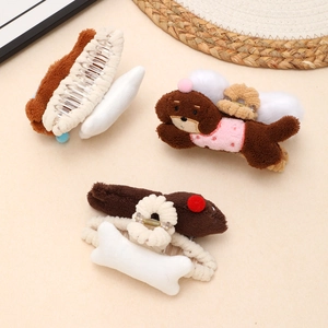 Süße Plüsch Cartoon Hund Haarkralle Für Damen Mädchen Lustige Dackel Welpen Tierform Kunstfell Große Haarklammer Haarschmuck Accessoires