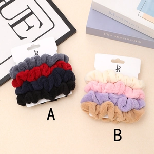 Women Vintage Thickened Plush Scrunchies Set Soft Flannel Hair Ties Durable Elastic Hair Bands Winter Ponytail Holders Hair Accessories