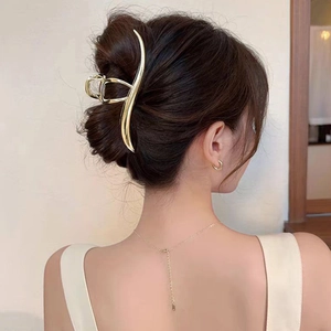 Grande pince à cheveux dorée en forme de vague, accessoire élégant en métal