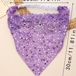 Purple sequined triangle baking headscarf with elastic strap for kitchen decor