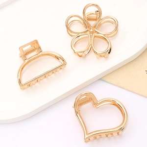 Mini Pince à Cheveux en Alliage de Fleur Coeur Géométrique Or Métal Barrette pour Femmes Accessoires de Cheveux Mode