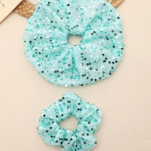 Ensemble de chouchous à paillettes vert menthe en tissu mesh avec des détails réfléchissants