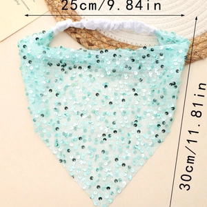 Sparkly green sequin baking headscarf with elastic band for kitchen and bakery shops