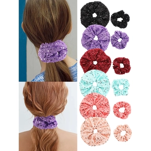 Chouchous en Maille à Paillettes pour Femmes Élastiques à Cheveux Scintillants pour Fête Mariage Coiffure Quotidienne Grandes Petites Tailles