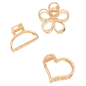Lot de mini pinces à cheveux à fleurs dorées avec motifs de cœur et arc ajouré