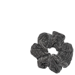 Chouchou noir élégant avec détails pailletés argentés et texture plissée pour femmes