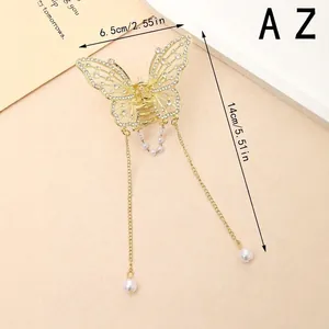 Molletta per Capelli a Farfalla Con Nappa Lunga Perla Artificial Lega Strass Fiore Accessori per Capelli Per Matrimonio Festa Donna