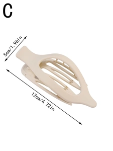 Matte beige hollow leaf hair claw clip dimensions 12cm length and 5cm height detail