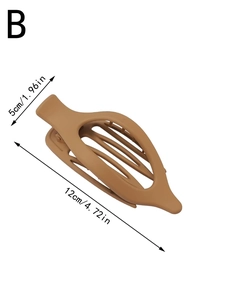 Detailed dimensions of 12cm matte brown hollow hair claw clip with size annotations