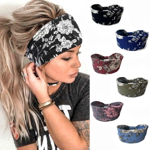 Bohemian Floral Printed Wide Elastic Headband For Women Yoga Sports Sweatband Non-Slip Polyester Hair Wrap Accessory