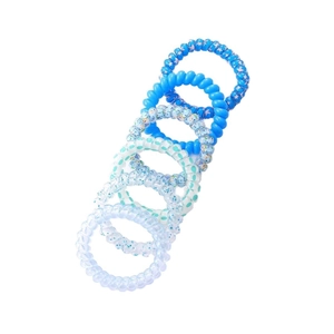 Blue series elastic spiral hair ties with cute cartoon patterns and star prints