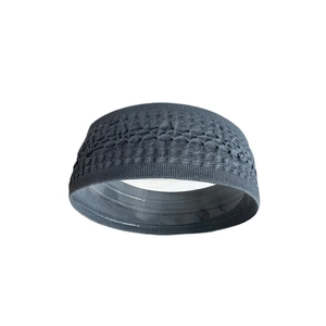 Deep grey elastic sports headband with ribbed texture for sweat-wicking during fitness