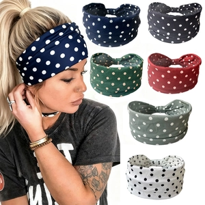 Bandeau à Pois Large pour Femmes Élastique Sport Yoga Bandeau Antidérapant Accessoires de Cheveux pour Fitness Course Cyclisme