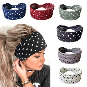 Bandeaux sport à pois élastiques pour femmes, larges bandeaux yoga stretch en 6 couleurs