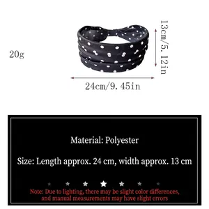 Bandeau de sport élastique à pois pour femme, bandeau de yoga en polyester 24x13cm