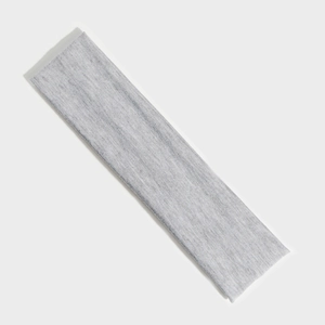 Detail shot of the heather grey knit athletic headband with high-stretch fabric texture