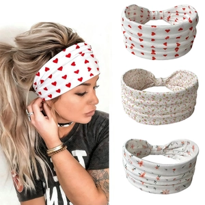 Lot de 3 bandeaux de yoga élastiques avec motifs de cœurs et fleurs pour femmes