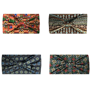 Bohemian yoga elastic headbands set with geometric patterns and floral knot designs