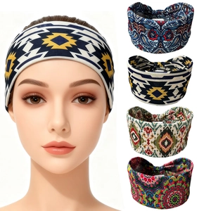 Μποέμ Φαρδύς Ελαστικός Κεφαλόδεσμος Ethnic Print Γιόγκα Αθλητική Κορδέλα Μαλλιών Τουρμπάνι Με Κόμπο Γυναικεία Αξεσουάρ