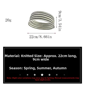 Detail showing knit striped headband dimensions 22x9cm for yoga and sports wear