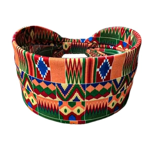 Bohemian wide elastic headband with colorful African geometric tribal patterns