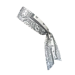 Black and white paisley pattern yoga headband with a stylish knotted design for fitness