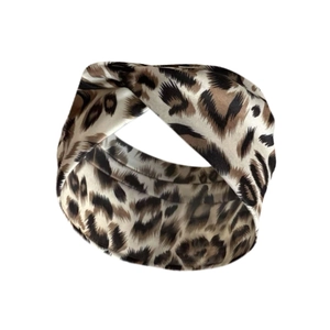 Elastisches Haarband mit Leopardenmuster und stilvollem Cross-Twist-Design für Yoga-Sport