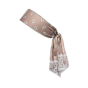 Brown paisley knotted yoga headband with stretchy elastic fabric for sports and fitness