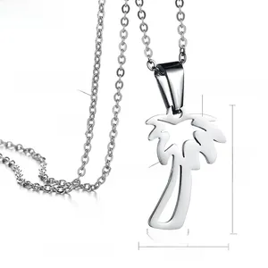 Detailed size specifications of the stainless steel coconut tree pendant necklace