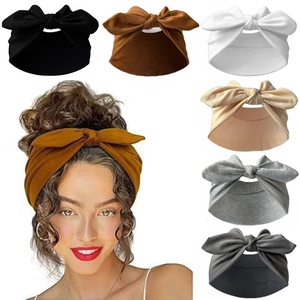 Elastic bow knot headbands set for yoga and sports in six neutral assorted colors