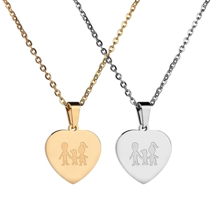 Colliers pendentifs coeur famille en or et argent pour parents et fils aimants