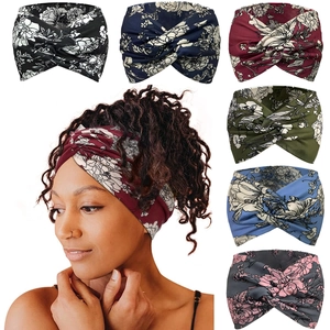 6-pack Bohemian floral print elastic headbands for women yoga and sports fitness