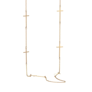 Minimalistische goldene Edelstahl-Halskette mit polierten Kreuzanhängern für Damen