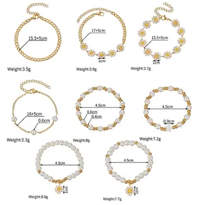 Guida alle taglie per bracciali in acciaio al titanio con margherite e perle e misure