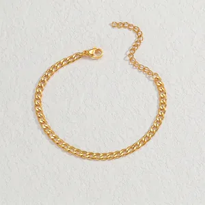 Bracelet à maille gourmette dorée pour hommes et femmes avec fermoir mousqueton et extension