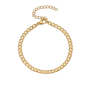 Bracelet gourmette minimaliste en acier inoxydable doré pour hommes et femmes avec fermoir