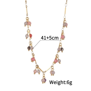 Detailed view of colorful beaded stainless steel necklace with 41+5cm length and 6g weight