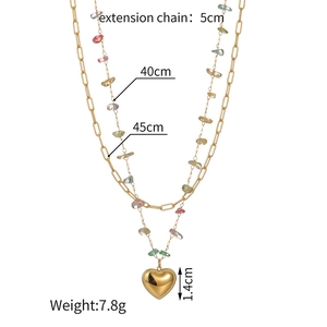 Double-layered necklace dimensions: 40-45cm chains with 5cm extension and heart pendant