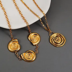 Collane retrò in acciaio inossidabile placcato oro 18k con pendenti a spirale su piatto