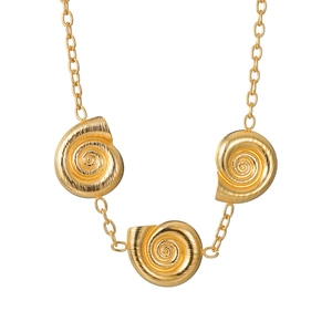 Collana retrò in acciaio inossidabile dorato con tre ciondoli a spirale nautilus da donna